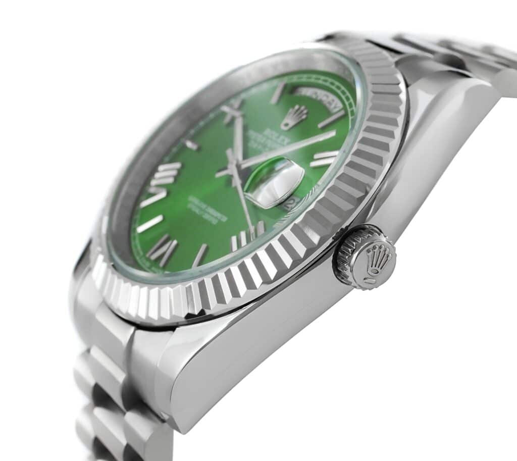 Rolex - Daydate - 40mm - White-Gold Green Roman - 228239-0033 Replica