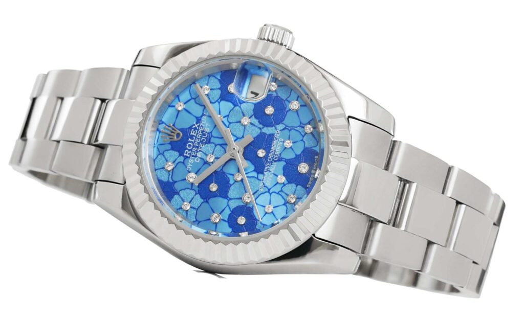 rolex datejust 31 steel floral azzuroblue 278274 0036 6 scaled 1 Rolex - Datejust - 31mm - steel - floral -azzuroblue - 278274-0036