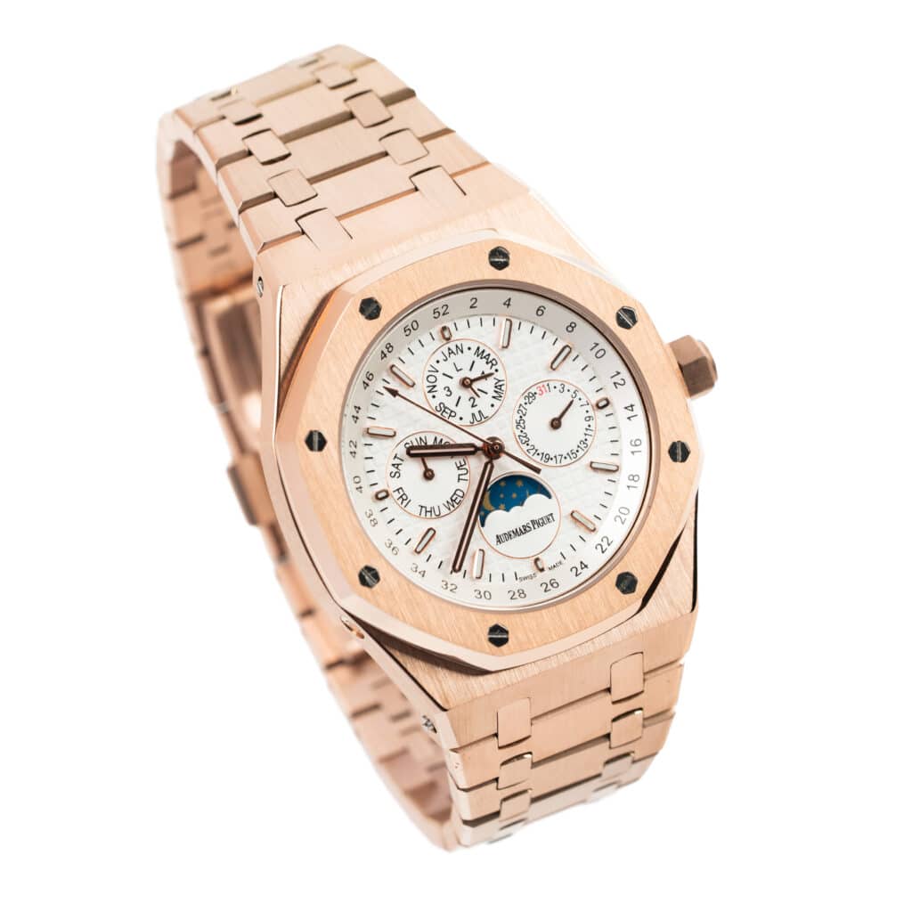 Audemars Piguet Royal Oak Perpetual Calendar Rose Gold White 26574OR.OO.1220OR.01 Replica