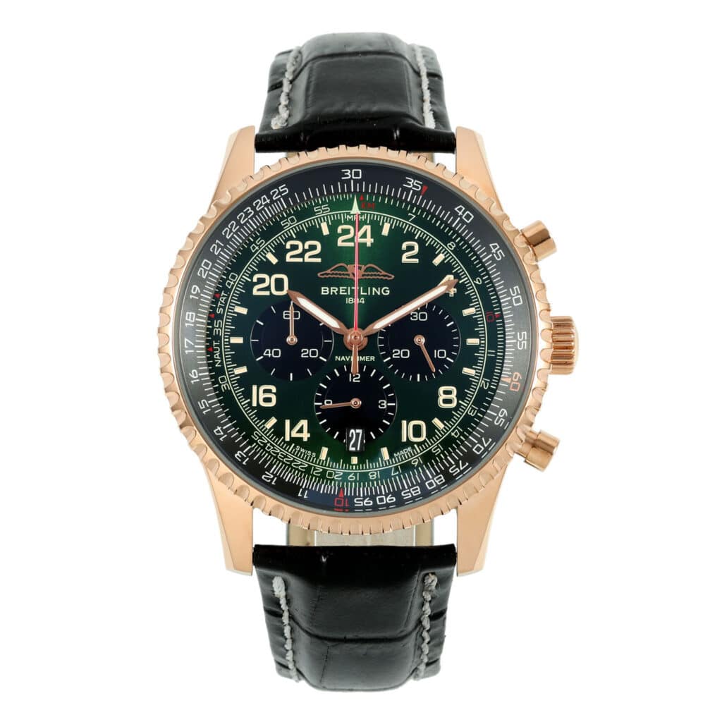 Breitling - Navitimer - B12 Rose Gold Chronograph Cosmonaute - Green - rb12302a1l1p1 Replica