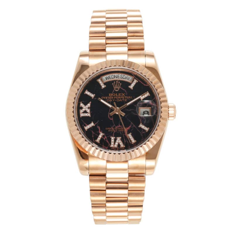 Rolex-Daydate-36-Rosegold-Eisenkiesel-Diamond-Set-128235-0041