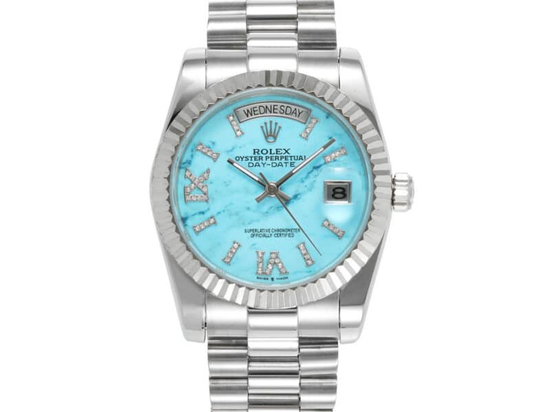 rolex-daydate-36-whitegold-turquoise-diamond-set-128239