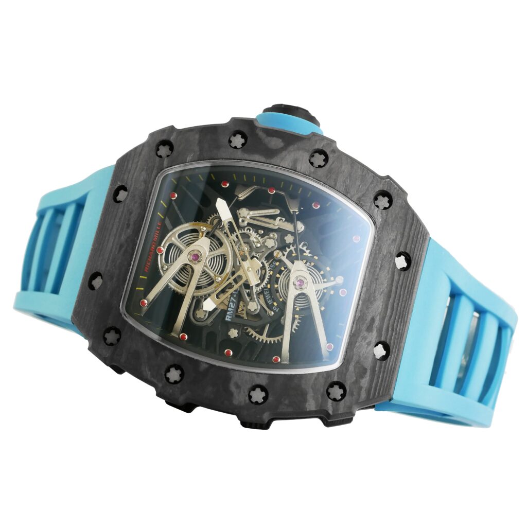 Richard-Mille-rm27-02-50mmx42mmx-16mm-Rafael-Nadal-Forged-Black-Carbon-Turquoise-Rubber